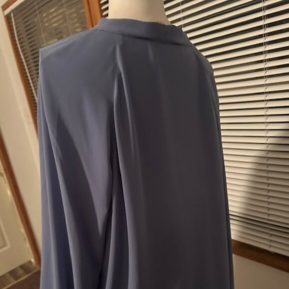 Loft Dusty Blue tie neck long sleeves blouse, size XL - Picture 3 of 5